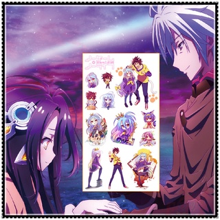 ✿ NO GAME NO LIFE - Anime Mini Temporary Tattoo สติ๊กเกอร์ ✿ 1Sheet Waterproof Tattoos for Sexy Arm Clavicle Body Art Hand Foot