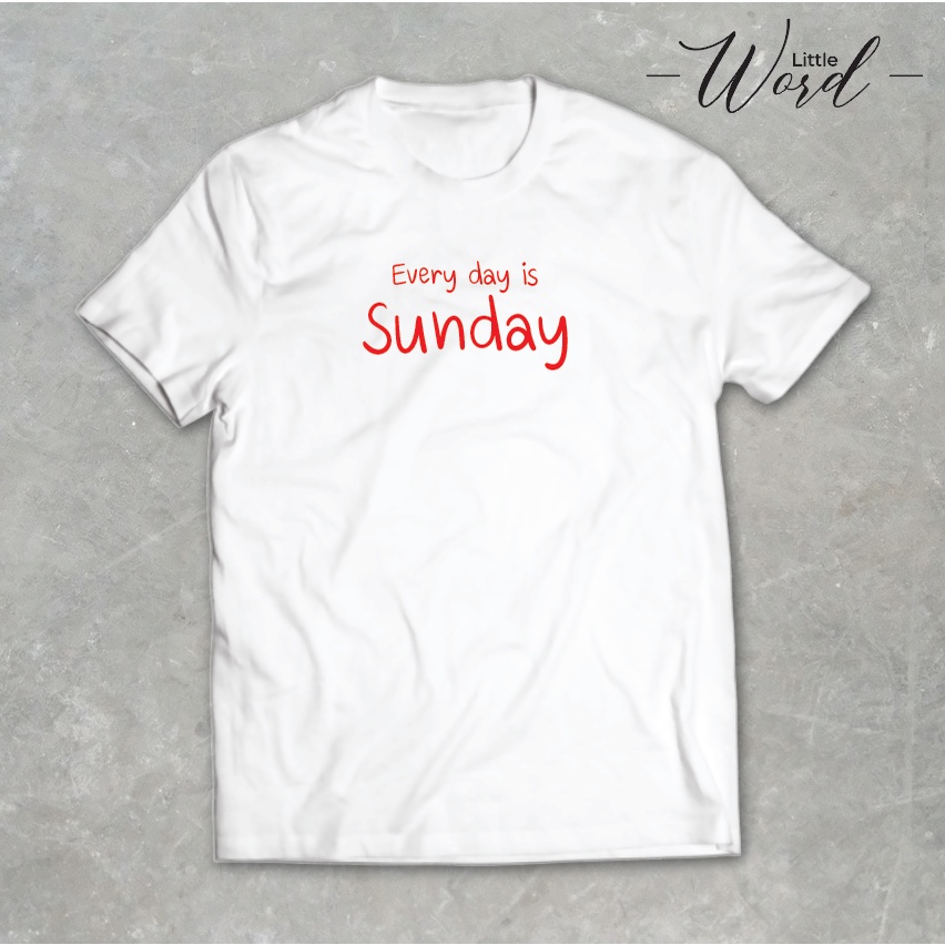 little-word-เสื้อยืดคอกลมแขนสั้นพิมพ์ลาย-sunday-สไตล์มินิมอล-ทรงunisex