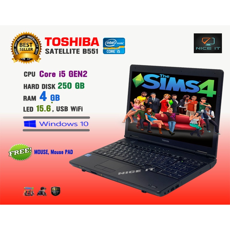 ภาพหน้าปกสินค้าโน๊ตบุ๊ค Notebook Toshiba Core i5 Ram 4 GB (Sim4, PB, SF ทดสอบแล้วเล่นได้ครับ)