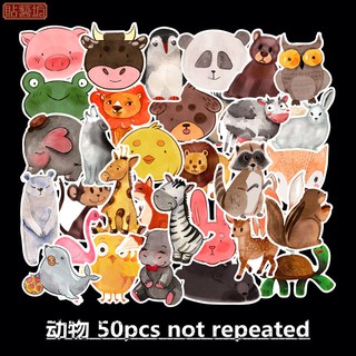 สติ๊กเกอร์ sticker PVC ชุด สัตว์ป่า 50ชิ้น (stickers PVC)