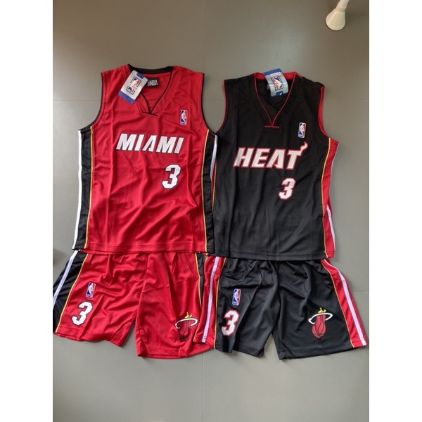 ชุดบาส-nba-ทีม-miami-heat-เบอร์-3-สีดำและสีแดง