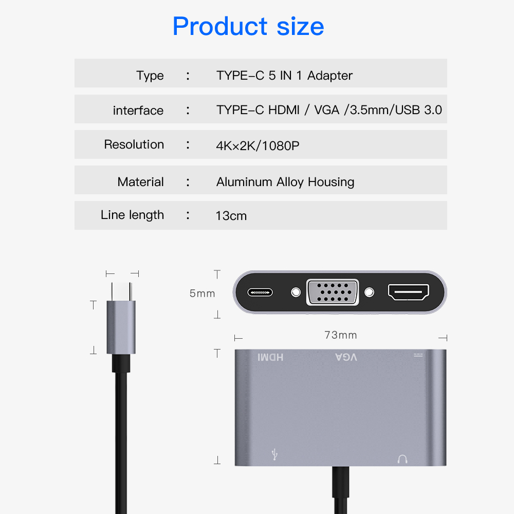 พร้อมส่ง-easy-use-type-c-adapter-hdmi-4k-2k-vga-aduio-usb3-0-pd-ของแท้-100