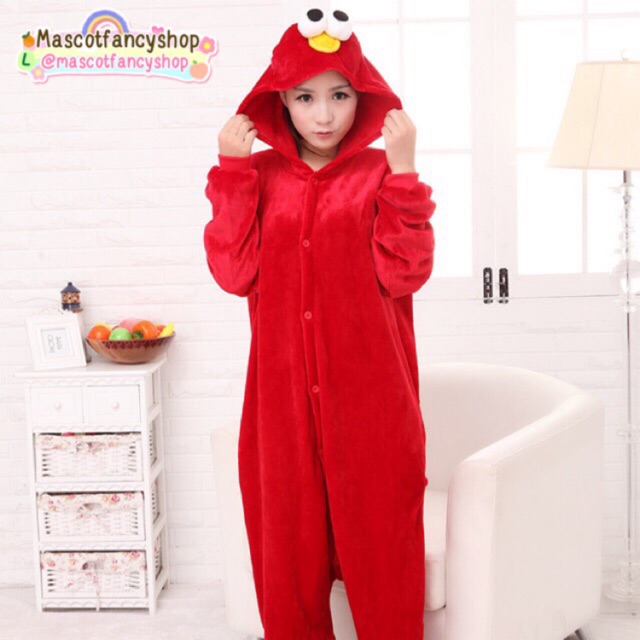 ราคาและรีวิวชุดนอนมาสคอต เอลโม่ elmo สีแดง