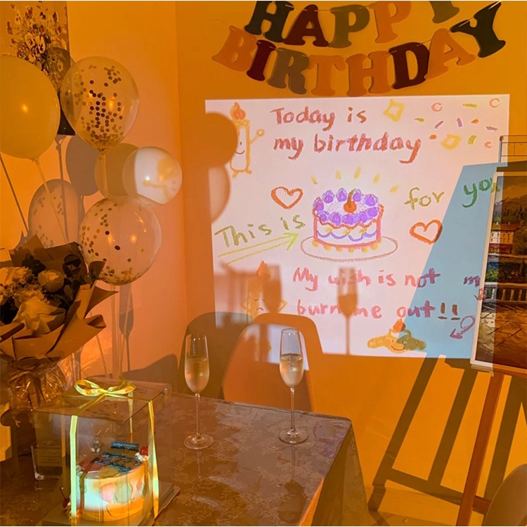 ภาพสินค้าโปรเจคเตอร์วันเกิด แถมถ่าน Happy Birthday Projector ปาร์ตี้วันเกิด โปรเจคเตอร์ วันเกิด เครื่องฉายภาพ แว่นตา HBD จากร้าน jingjoeshop บน Shopee ภาพที่ 8