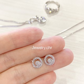 ต่างหู ทองเหลืองชุบwhite gold / gold 18k เพชรcz น้ำ100 เกรดส่งออก