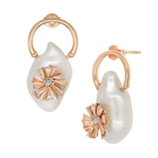 A.CEMI Artemis Chicory Baroque Pearl Earring มุกแท้ ต่างหูมุกแท้ ต่างหูเงินแท้ ชุบทอง 18K โรสโกลว์