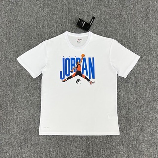 คอลูกเรือSPORTS STARเสื้อยืดลําลอง แขนสั้น พิมพ์ลาย Air Jordan AJ NBA Michael Jordan Air Slam Dunk โอเวอร์ไซซ์ แบบแห้งเร