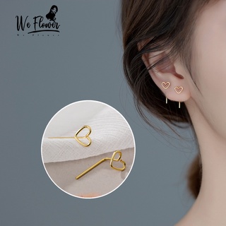 เครื่องประดับแฟชั่นสตรีต่างหูโลหะรูปหัวใจดอกไม้ Stud Earrings