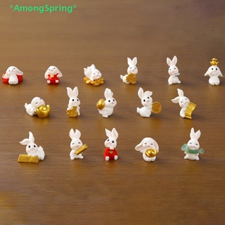 Amongspring&gt; ใหม่ ตุ๊กตากระต่ายปีใหม่ เรซิน งานฝีมือ สําหรับตกแต่งสวน ภูมิทัศน์ ขนาดเล็ก 1 ชิ้น