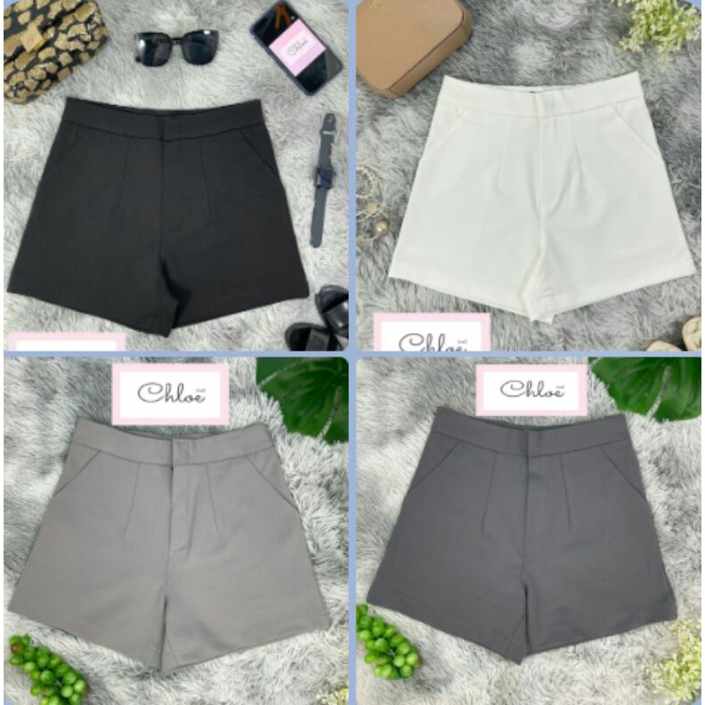 ขาสั้นเอวสูงผ้าโรเชฟรุ่นตะขอ-chloe-มี5สี-กดเลือกสี-ไซส์-จัดส่งทุกวัน-โรงงานมาเอง-กางเกงแฟชั่น-กางเกงใส่สบาย-มีซิปหน้า