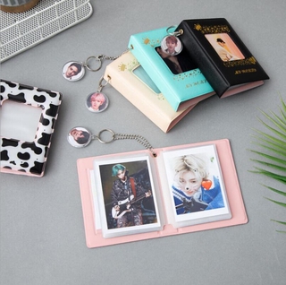 Cute Cow 3 inch Photo Album Leather 32 Pockets for LOMO Card Photocards Collection Mini Photo Holder