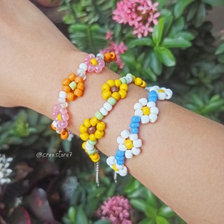 สร้อยข้อมือลูกปัดดอกไม้สีสันสดใส น่ารัก พร้อมส่ง