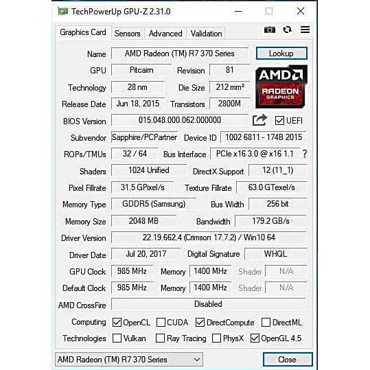 Sapphire r7 370 4gb clearance