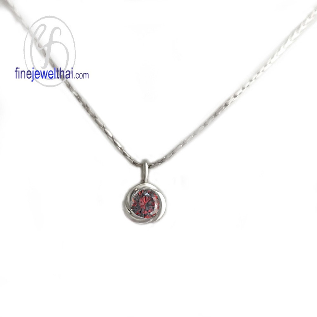 finejewelthai-จี้โกเมน-โกเมน-จี้เงินแท้-พลอยประจำเดือนเกิด-garnet-silver-pendant-birthstone-p1054gm00e