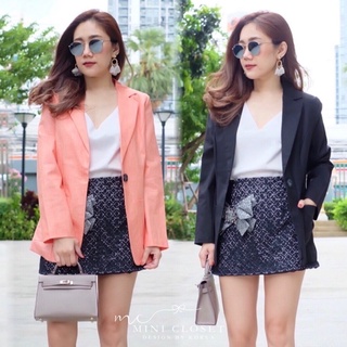 เสื้อสูทสีดำ Blazer ลินิน เสื้อคลุมทำงาน Minicloset