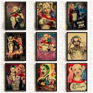 โปสเตอร์ Suicide Squad Harley Quin And The Joker สไตล์วินเทจสําหรับตกแต่งบ้าน