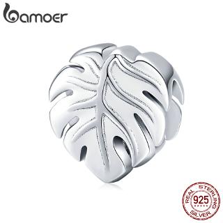 BAMOER Monstera Deliciosa Fashion Charm Fit Original Charm Bangle DIY 925 Silver