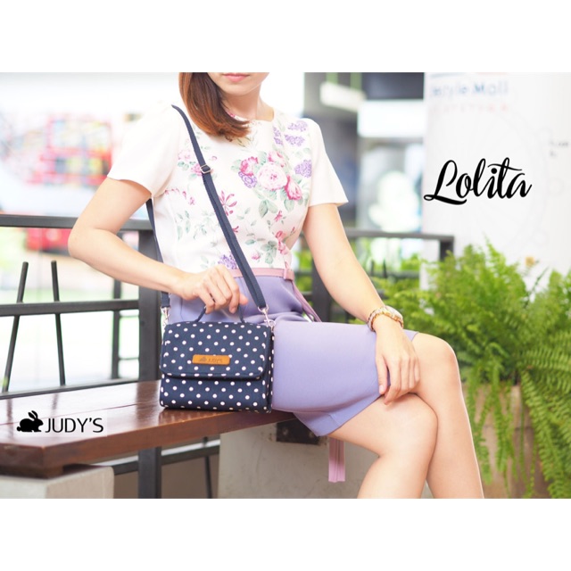 lolita-จุดขาวพื้นกรมท่า