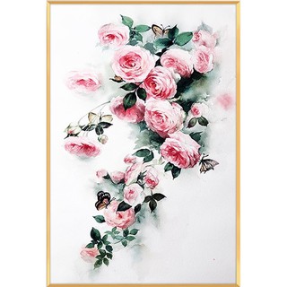 ชุดปักครอติชพิมพ์ลาย ดอกกุหลาบ ดอกไม้ (Pink Rose Cross stitch kit)