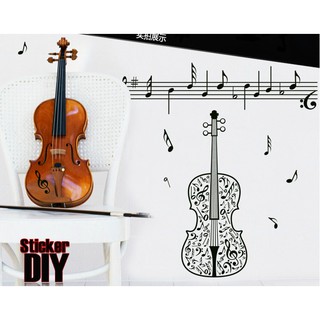 Transparent Wall Sticker สติ๊กเกอร์ติดผนัง Cello music (กว้าง75cm.xสูง70cm.)