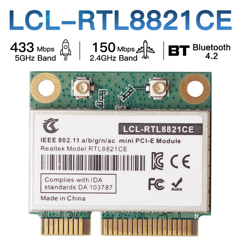 rtl8821ce-802-11ac-การ์ด-wifi-pcie-ดูอัลแบนด์-ขนาดเล็ก-รองรับแล็ปท็อป-pc-บลูทูธ-4-2-433mbps-2-4ghz-5ghz-rtl8821