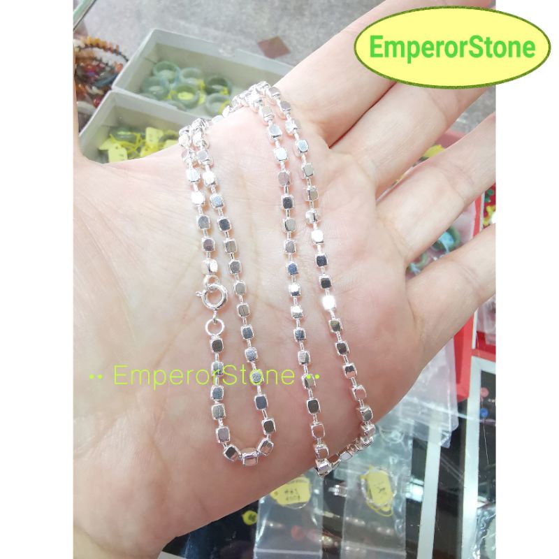 สร้อยคอเงินเเท้925ลายbox3มิล
