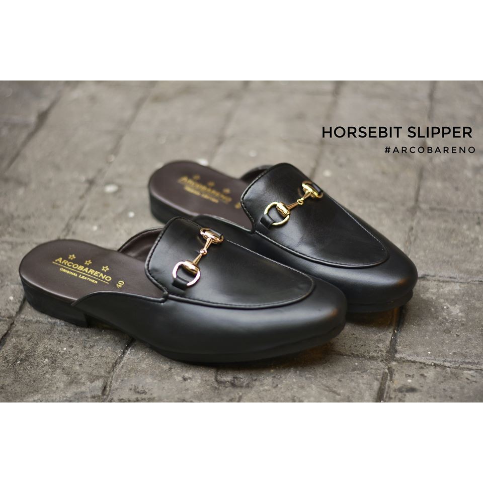 701-arcobareno-slipper-horsebit-matt-black