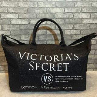 **พร้อมส่ง** Victorias Secret Large Weekender Getaway Striped Tote Bagแท้💯 
กระเป๋าสะพายไหล่ใบใหญ่ผ้าแคนวาส