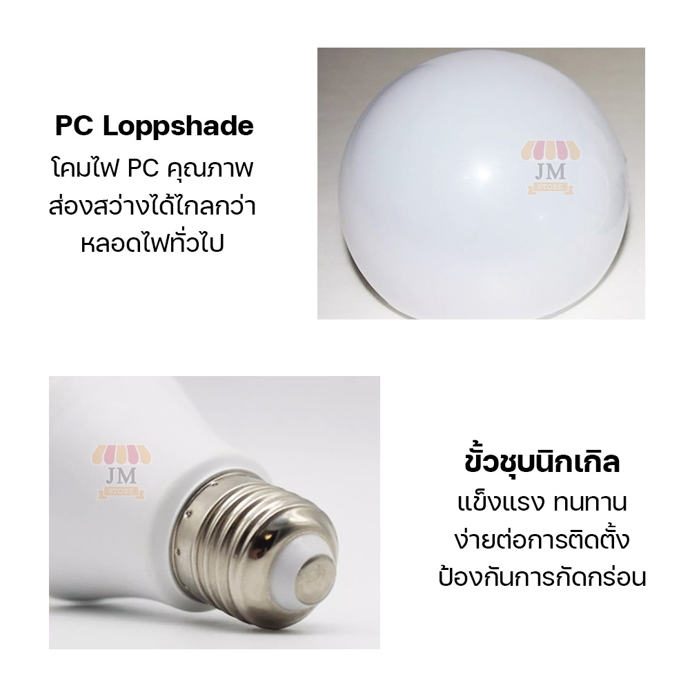 ภาพสินค้าหลอดไฟ LED ทรงกลมแสงสีขาว E27 รุ่น ST 24W 18W 15W 12W 9W 7W 5W 3W หลอดไฟบ้าน ไฟห้องนอน ห้องครัว หลอดปิงปอง Bulb lights จากร้าน jm_store. บน Shopee ภาพที่ 1