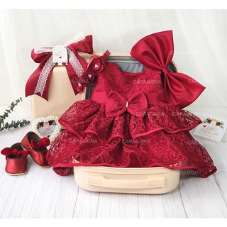 ⭐(พรีออเดอร์)⭐ BB01-03 เซ็ตของขวัญเด็กแรกเกิด - 1ขวบครึ่ง ของขวัญเยี่ยมคลอด เสื้อผ้าเด็กอ่อน เดรสกระโปรง โทนสีแดง