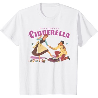 เสื้อยืดผ้าฝ้ายพรีเมี่ยม เสื้อยืด พิมพ์ลายโลโก้ Disney Cinderella