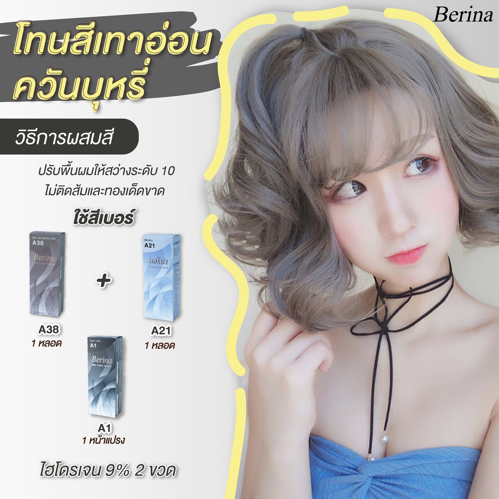 เบอริน่า-เซตสี-a1-a21-a38-สีเทาอ่อนควันบุหรี่-สีผม-เปลี่ยนสีผม-สีย้อมผม-ครีมย้อมผม-berina-a1-a21-a38-hair-color