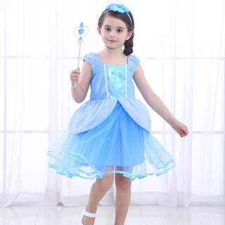 ชุดเจ้าหญิง Cinderella เครื่องแต่งกายพรรคแขนพัฟ t ulle ชุดเสื้อผ้าวันเกิดชุดบัลเล่ต์ด้วยอุปกรณ์