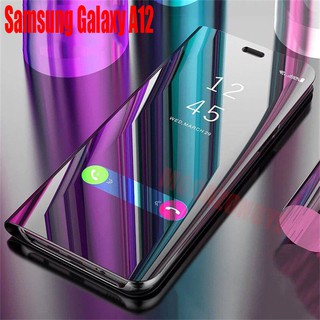 เคสมือถือ แบบฝาพับ ป้องกันรอย สำหรับ Samsung Galaxy A12 Case Cover Samsung A12 GalaxyA12 Stand Mirror Hard Flip Leather Case