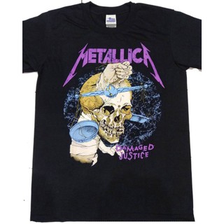 เสื้อยืดผ้าฝ้ายเสื้อยืด พิมพ์ลาย Metallica BAND JUSTICE BAND metal สําหรับผู้ชายL XL  XXL 3XL