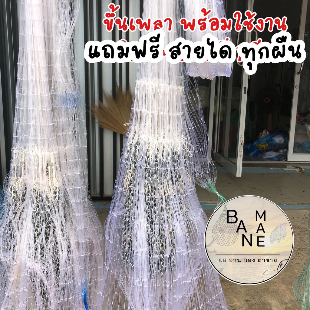 แห-แหไทย-แหถูกๆ-แหเอ็น-ขนาด-10-cm-ยาว-6-12-ศอก-ติดลูกพร้อมใช้งาน-สีเนื้อแห-อาจแตกต่างตามล็อตที่มีช่วงนั้นๆ-มีเก็บปลายทา