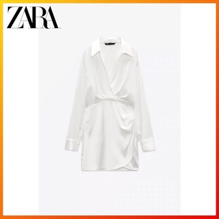 Zara ชุดเดรสสั้น ผ้าไหมซาติน TRF แฟชั่นฤดูใบไม้ผลิ และฤดูร้อน สําหรับผู้หญิง  9492331 250