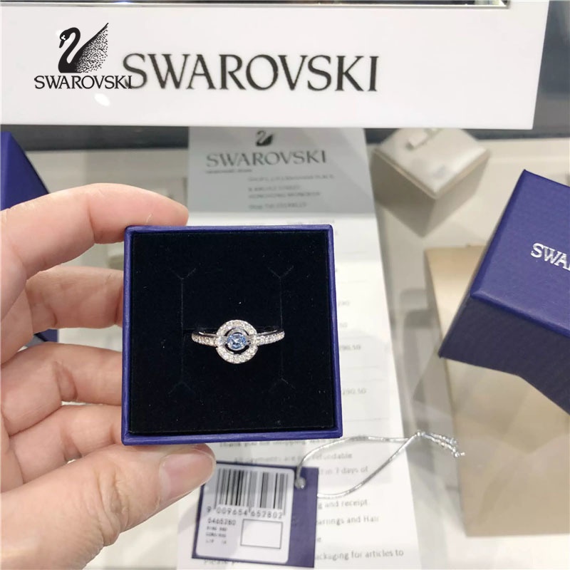 sale-พร้อมส่ง-swarovskiแท้-ring-แหวนเงินผู้หญิงดีไซน์หัวใจสีฟ้ามอบของขวัญให้แฟน