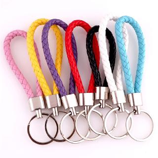 Fashion Unisex handmade braided leather rope leather keychain keyring for car keychain men women key chains