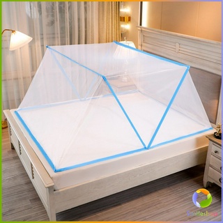 Smileshop มุ้งพับ  ครอบเตียง เบา ระบายอากาศ พับเก็บได้ไม่ใช้พื้นที่ Folding mosquito net