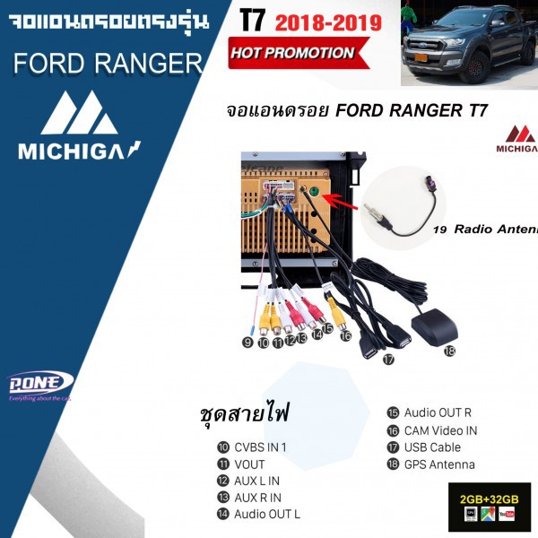 จอแอนดรอยตรงรุ่น-ford-ranger-t7-2018-2019-ราคา-11-000-บาท-จอ-9นิ้ว-ชุด-can-bus-michiga