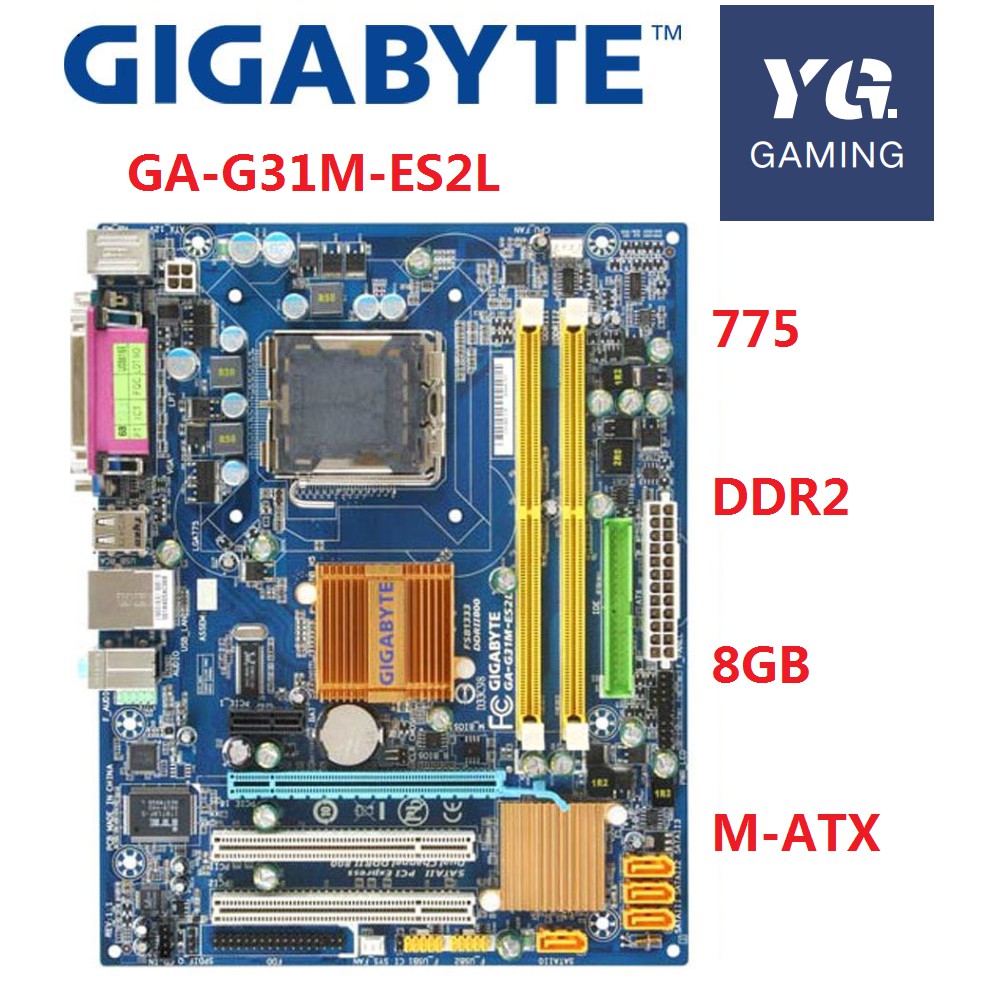 ภาพหน้าปกสินค้าGIGABYTE GA-G31M-ES2L Desktop Motherboard G31 Socket LGA 775 For Core 2 PentiumD DDR2 4G Used G31M-ES2L Mainboard จากร้าน yagao.th บน Shopee