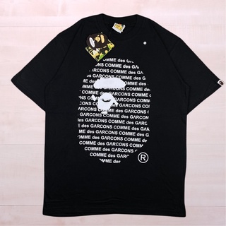 เสื้อยืดโอเวอร์ไซส์เสื้อยืด พิมพ์ลาย A BATHING APE BAPE X CDG COMME DES GARCONS APE สีดําS-3XL