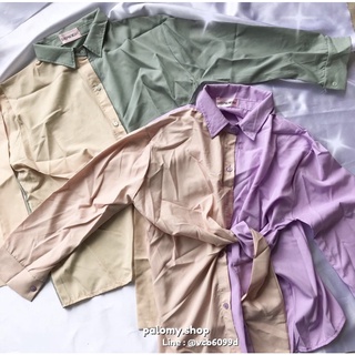 ♡basic shirt - เสื้อเชิ้ตทรงเบสิค ผูกโบว์หน้า