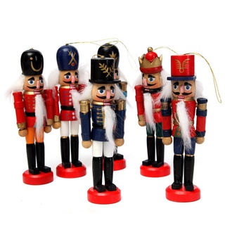 ฟิกเกอร์ตุ๊กตาหุ่นทหารไม้ ขนาดเล็ก สไตล์วินเทจ สําหรับตกแต่งต้นคริสต์มาส เทศกาลปีใหม่ 6 ชิ้น