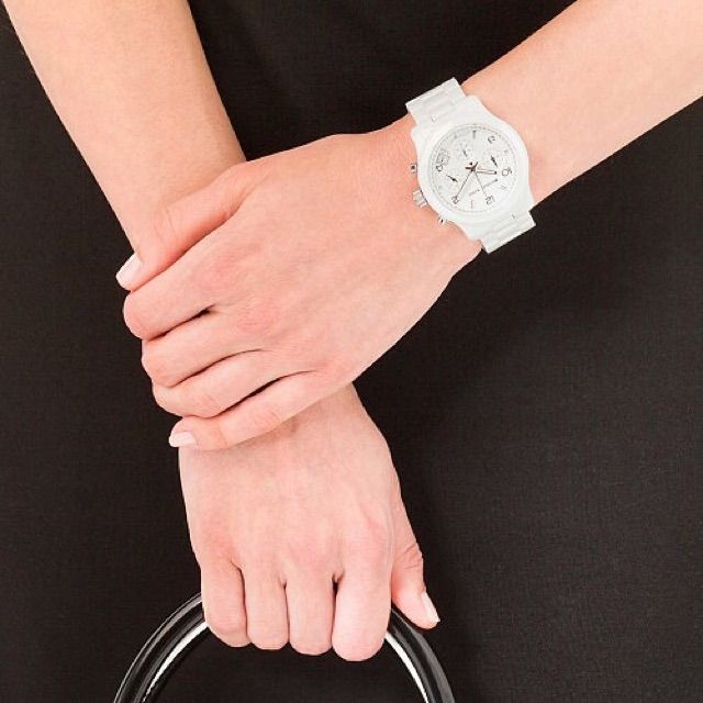 MICHAEL KORS WATCHES MK5161 Ladies Chronograph White Ceramic Watch Shopee Thailand
