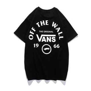 Vans ใหม่ เสื้อยืดแขนสั้น คอกลม ผ้าฝ้าย พิมพ์ลายโลโก้ ทรงหลวม สไตล์คลาสสิก สําหรับผู้ชาย และคู่รัก