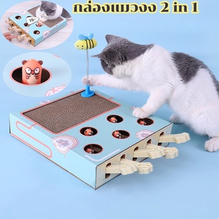 พร้อมส่ง🔥🔥 ของเล่นสัตว์เลี้ยง กล่องแมวงง 2 in 1 ที่ลับเล็บแมว ที่ฝนเล็บแมว ของเล่นแมว กล่องแมวตบ รุ่น2in1 กล่องลับเล็บ