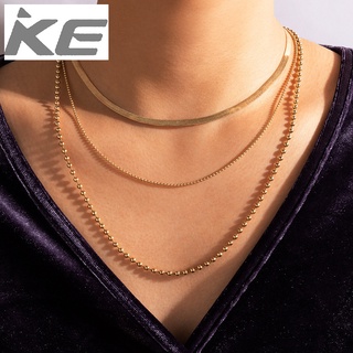Necklace Small ball chain three-necklace Simple multi-snake bone chain for girls for women low