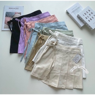 สินค้า ♡Pleated skrit♡กระโปรงกางเกง รุ่นเทนนิส ผูกโบว์ข้าง#2036